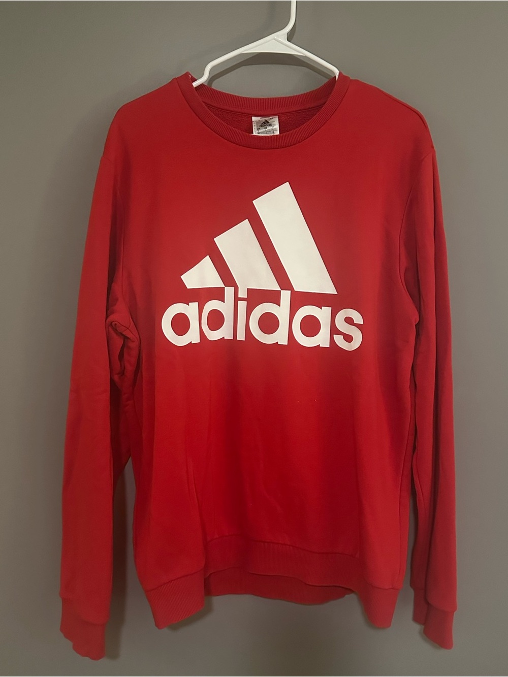adidas Red Crewneck Sweatshirt with White Logo